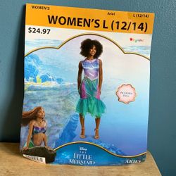 HALLOWEEN DISNEY THE LITTLE MERMAID ARIEL ADULT SIZE SMALL 4-6 AND LARGE 12-14 COSTUME 