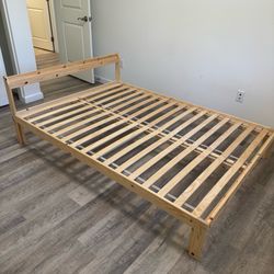IKEA Full Size Solid Pine Wood Bed Frame Excellent Condition Like New
