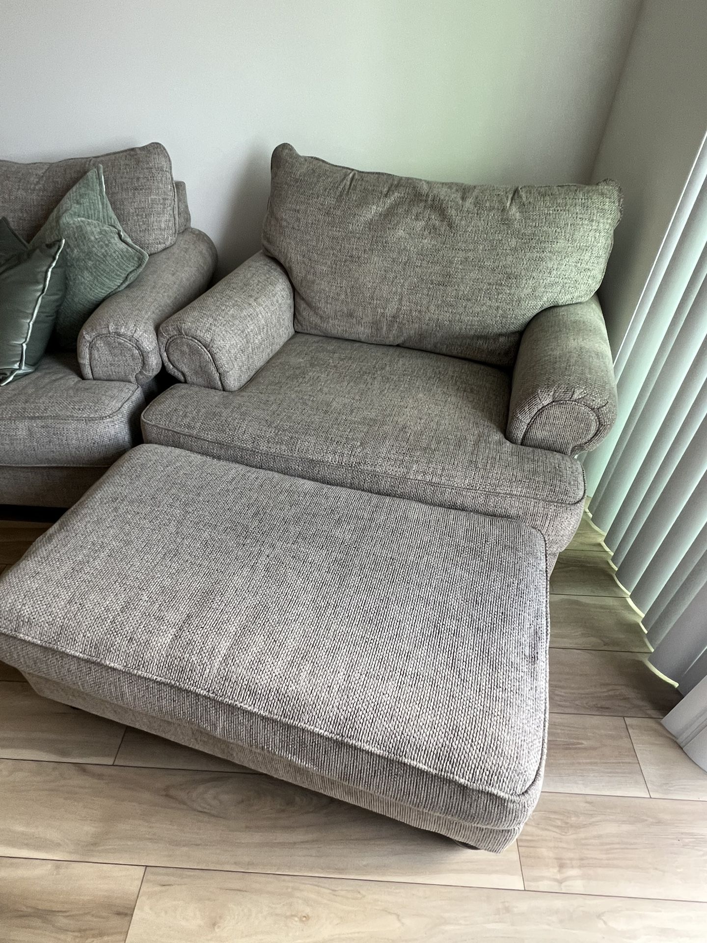 Gray Oversized Chair & Ottoman