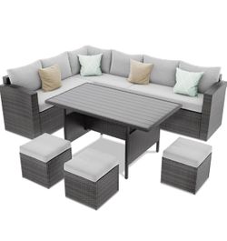 L-Shaped Patio Furniture + Cover