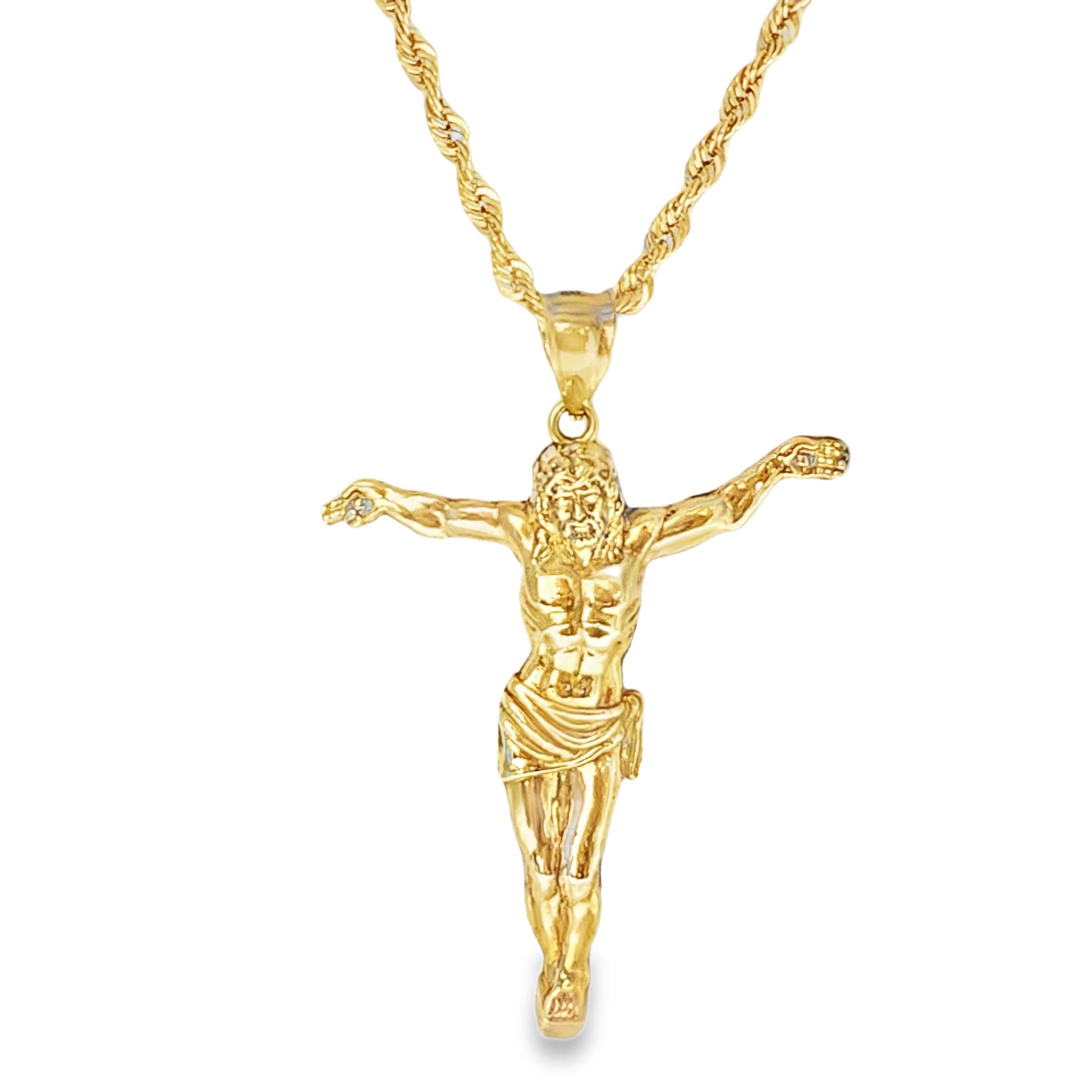 10k Yellow Gold Crucifix Pendant Chain Necklace