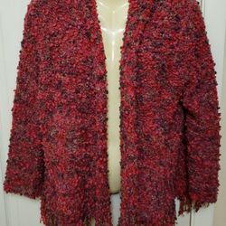Ruby Rd. Petite Large Pink Purple Textured Sweater Jacket