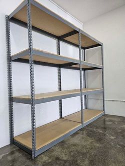 4 Tier Shelving 48 in W x 24 in D American Made Used Heavy Duty Steel Boltless Storage Rack Delivery Available
