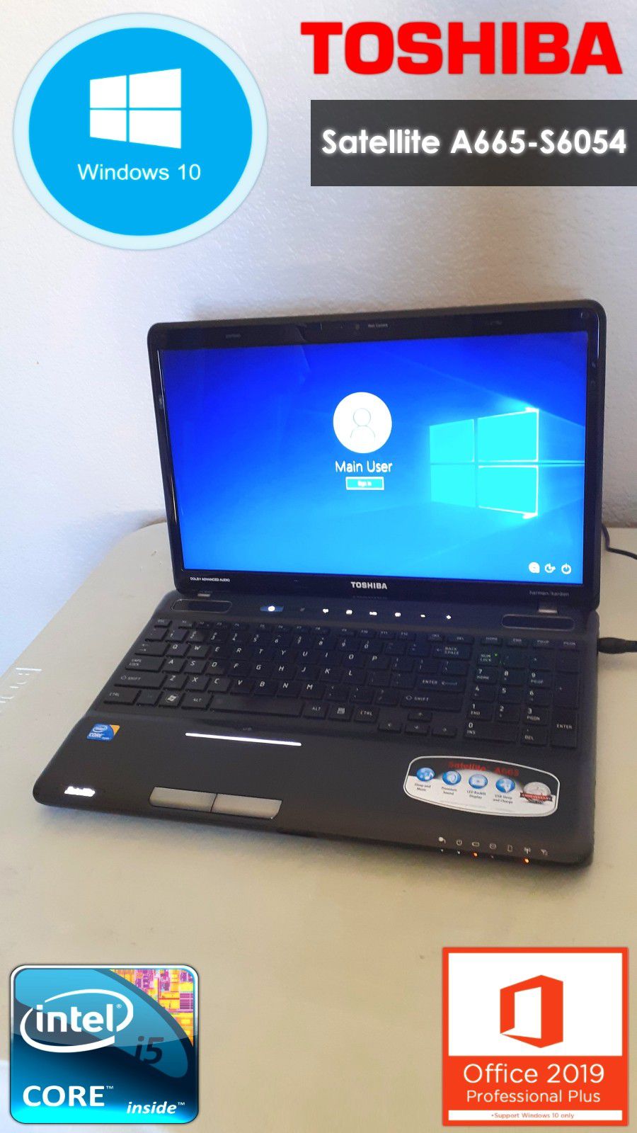 16" Toshiba Satellite A665 PC | Laptop Computer | Windows 10 Pro