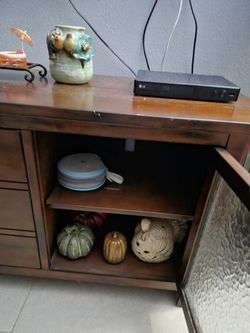 Rustic Media Console/ Glass