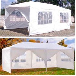  10 ft. x 20 ft. White Wedding Party Canopy Tent Outdoor Gazebo with 6-Removable Sidewalls&venta