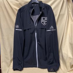 La Kings Full Zip Black Jacket NHL By Adidas Authentic Pro design Mens Large