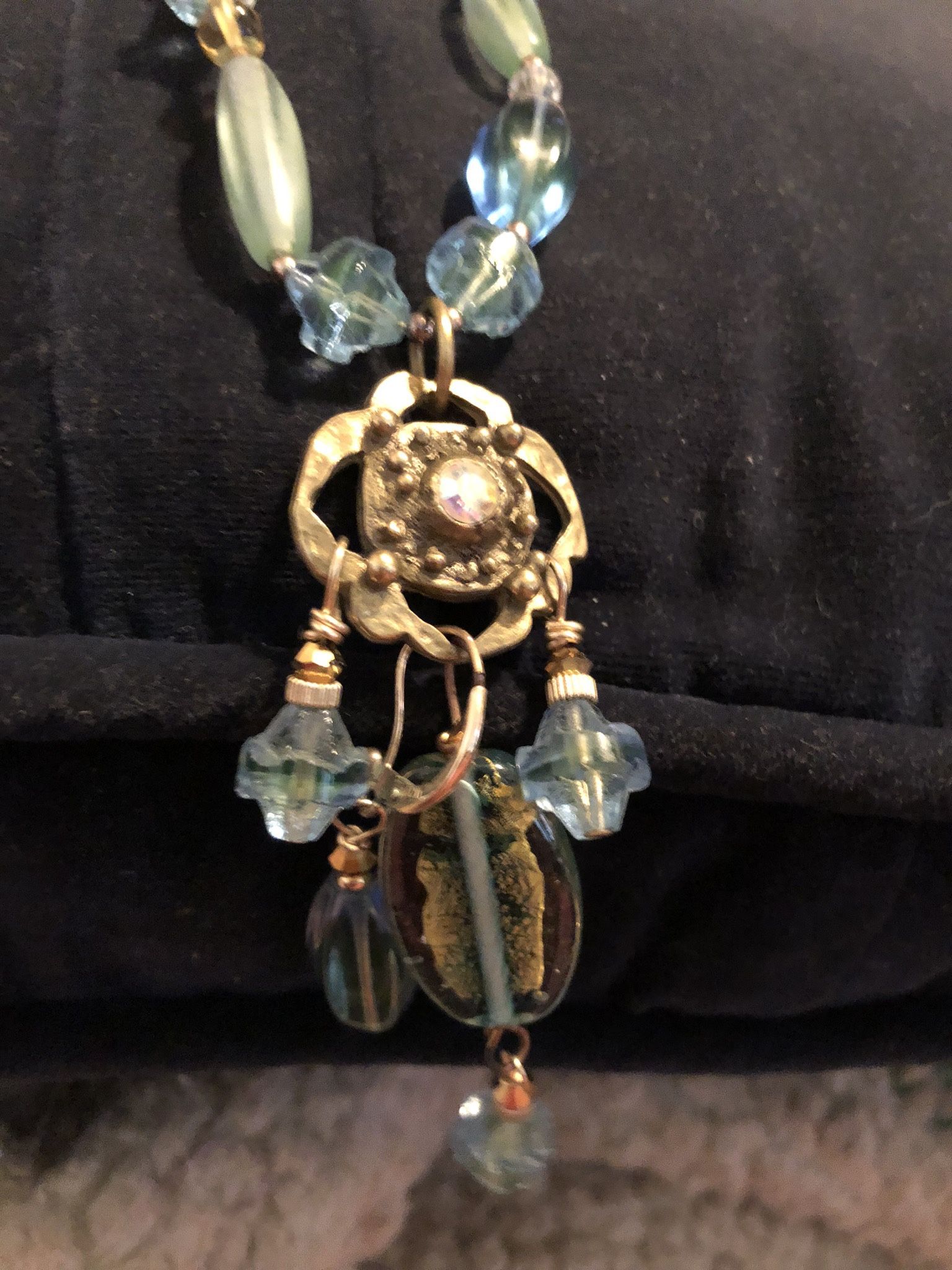 Blue Green Gold Necklace
