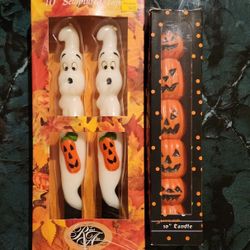 Ghost And Pumpkin 10 Inch Candles Halloween Decor