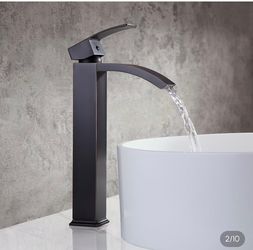 Waterfall Spout One Hole Solid Brass Vessel  Oil Rubbed, And Nickel  F50