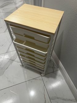 NEW Rolling Storage Cart with Drawers and Wood Top
