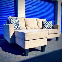 Light Beige Reversible Sectional Sofa