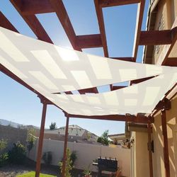 New In Box 12x12x17 Feet Triangular Sun Sail Shade Screen Gray Tan Terracotta Or Beige Color With 3 Ropes Included Canopy 
