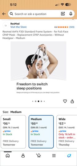 Res med nasal Cpap headgear