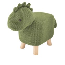 Kvell Kids Dinosaur Knitted Upholstery Foot Stool, Green