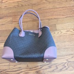 Michael Kors Mercer Gallery Medium Center Zip Logo Tote Bag - Pink & Brown