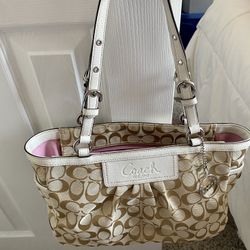  Coach Signature Pleated Tote Bag & Dust Bag