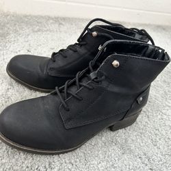 Black Faux Leather Ankle Boots Size 6.5 – Like New
