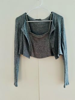 zara grey tank cardigan set size small