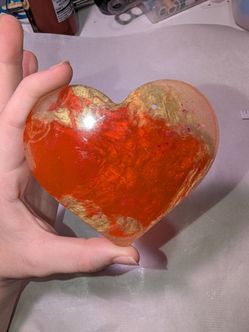 Handmade Resin Heart Deep Orange and Gold