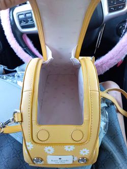 Kate Spade Beep Beep Car Crossbody Bag Novelty Yellow Daisy NWOT