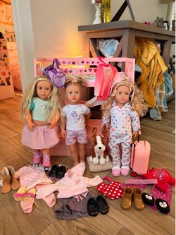 Our Generation Dolls with many accessories