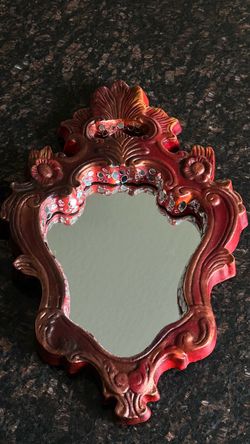 Vintage home decor Rococo mirror sacred heart goth gothic mosaic handmade oil paint whimsical Whimsigoth mirrors witch witchy