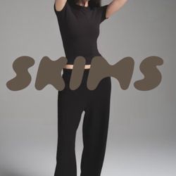 SKIMS COTTON FLEECE CLASSIC STRAIGHT LEG PANT ONYX COLOR EXTRA SMALL Brand New
