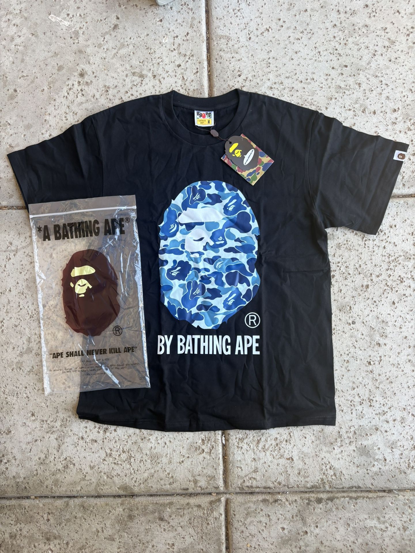 BAPE ABC CAMO BIG APE HEAD TEE BLACK/BLUE