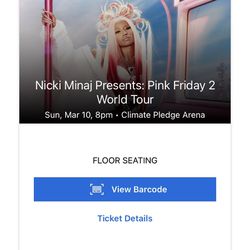 March 10 Seattle Nicki Minaj Concert Ticket Row 9 Seat 36