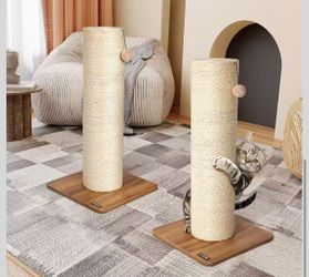 R2) 29.5" Cat Scratching Post, 7.5" Ultra-Large Diameter Natural Sisal Cat Scratch Post, Scratch-Resistant Tall Cat Scratcher for Indoor Cats, Protect