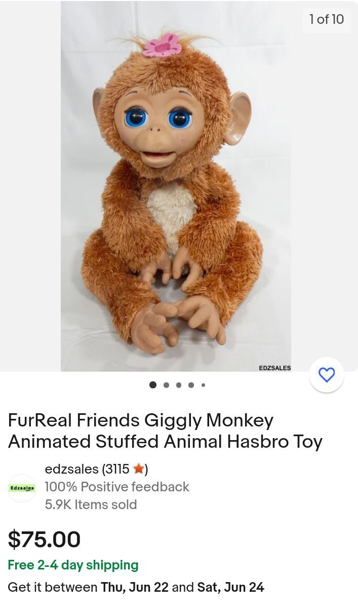 Furreal Cuddles My Giggly Monkey Smyths Toys Fur Real Pets Monkey