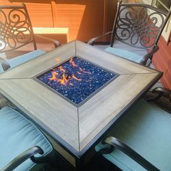 Outdoor Fire pit And 4 Swivel Rocking Chairs