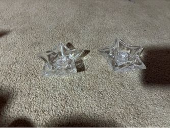 2 Glass Star Candle Holders