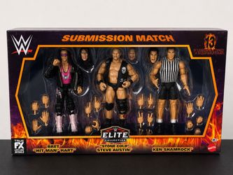 WWE Elite WrestleMania 13 Submission Match 3-Pack – Bret Hart, Stone Cold & Ken Shamrock – New