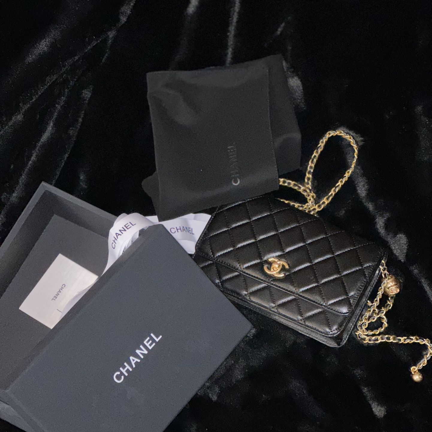 Chanel Black Quilted Lambskin Pearl Crush Wallet On Chain Gold Hardware,  2022 For Sale In Elmwood Park, Nj - Offerup