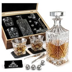 Decanter Set With Accessories & Wood Box 