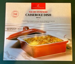 Emeril Lagasse 1.5 qt Square Stoneware Casserole Dish with Lid