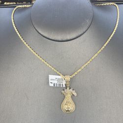 10kt Real Gold Chain 10kt Real Gold Diamond Pendant 