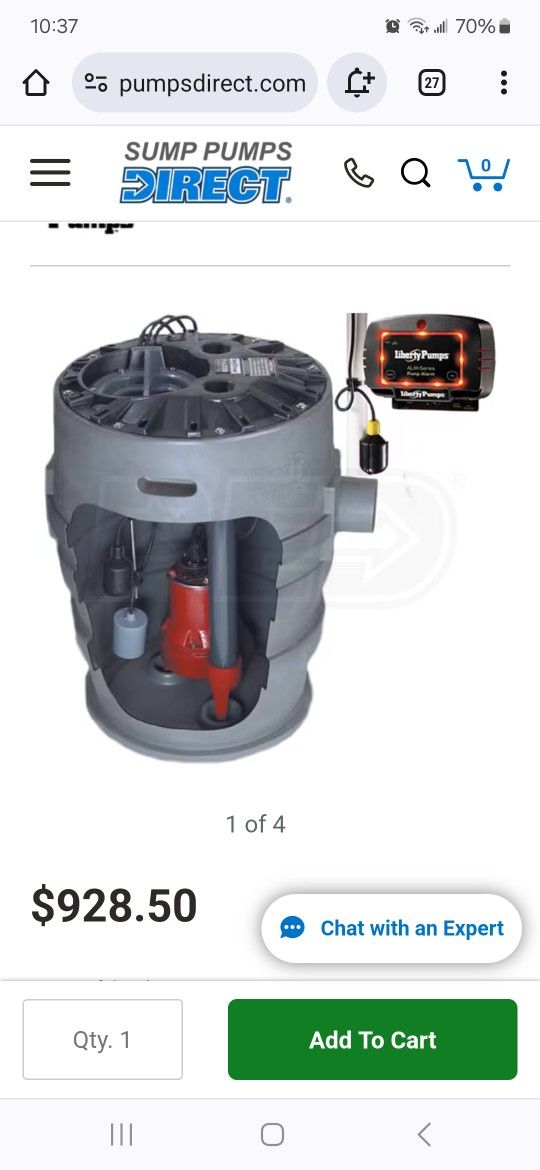 Liberty Pumps P372XLE51/A2 - 1/2 HP Pro370XL Sewage Pump System (21"x 30" 16-Bolt Cover) w/ Alarm