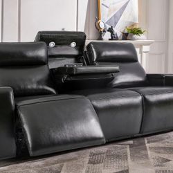 Leather Power Reclining Sofa with Drop Down Table $400
