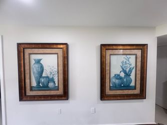 Pair of Framed Blue Vase Still Life Prints