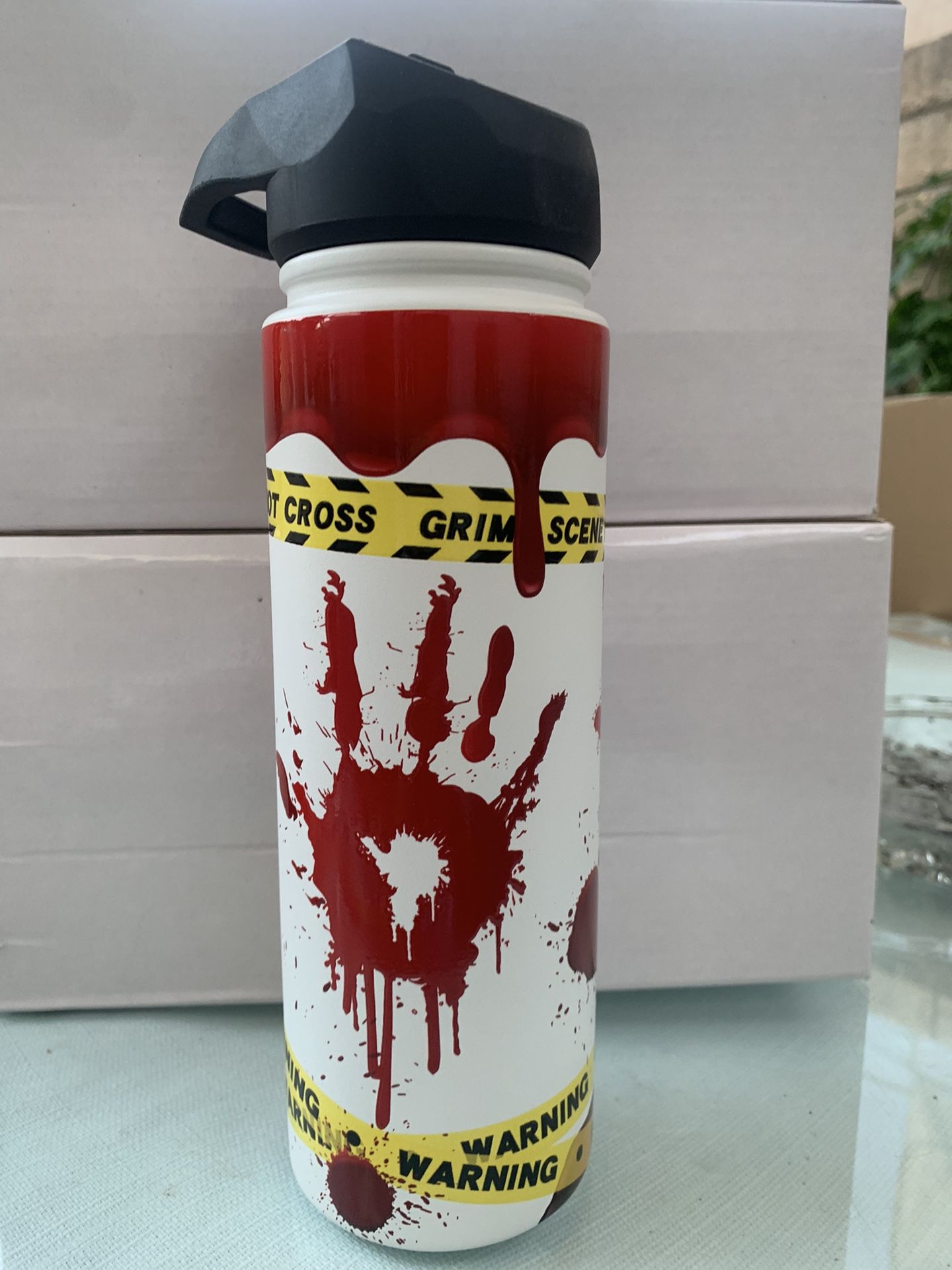 Hand-printed 24oz thermos cup