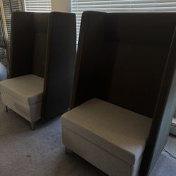 2 Lounge Chairs In Olive Green (Kimball Office) 