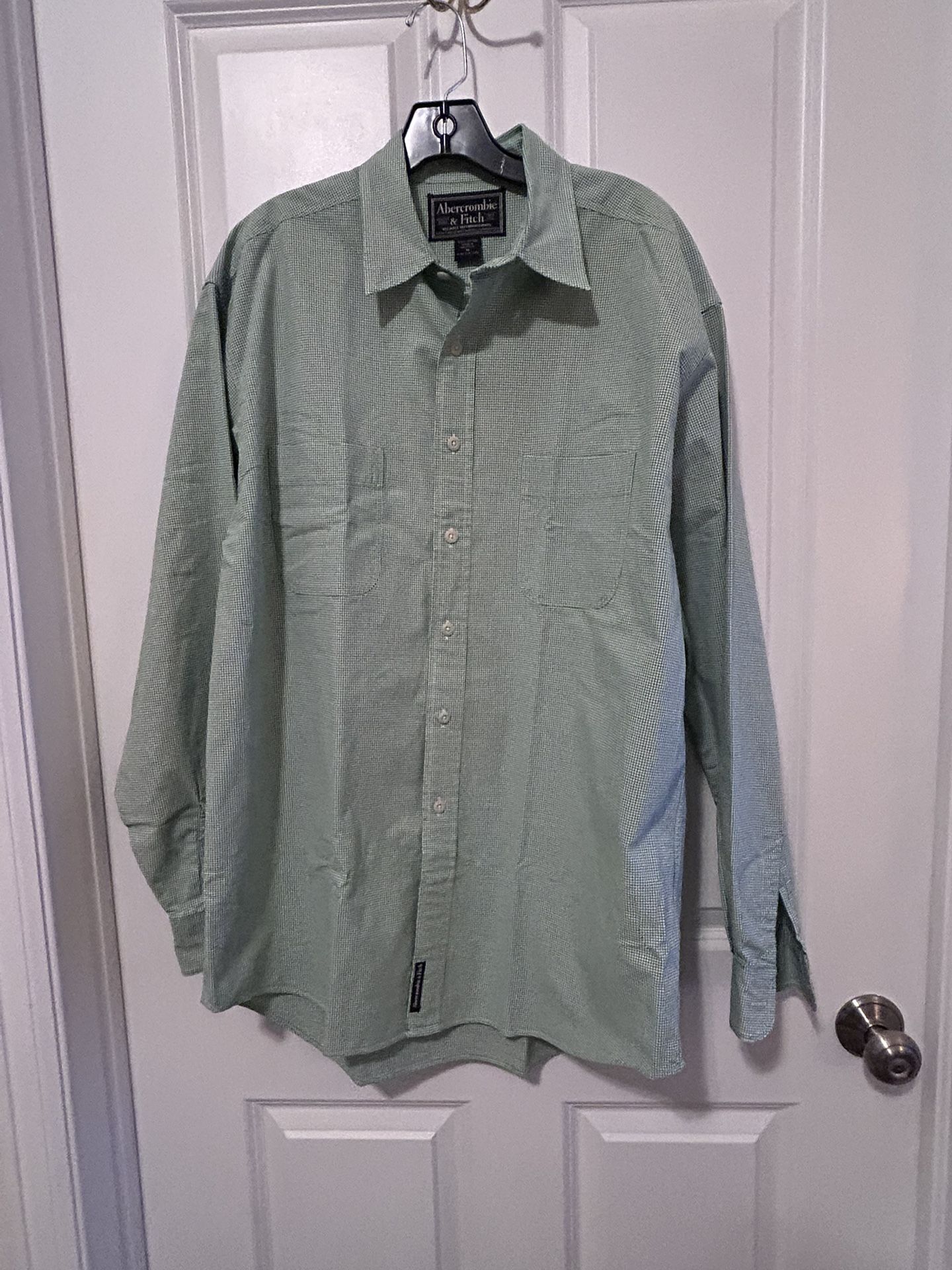 Abercrombie Fitch Y2K Button Down Shirt Adult Medium Green White Plaid Mens Vtg