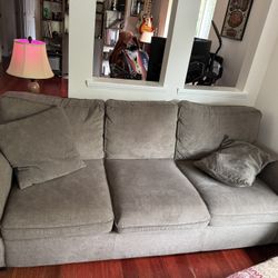 90” long grey/brown couch