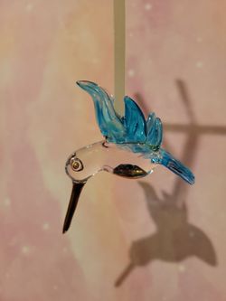 Vintage Handblown Glass Hummingbird Figurine Ornament/Suncatcher 2" F1