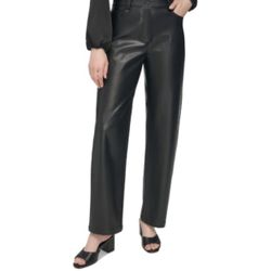 Calvin Klein Womens Faux Leather Trouser Pants Black  size 2 they have some strech used like new 