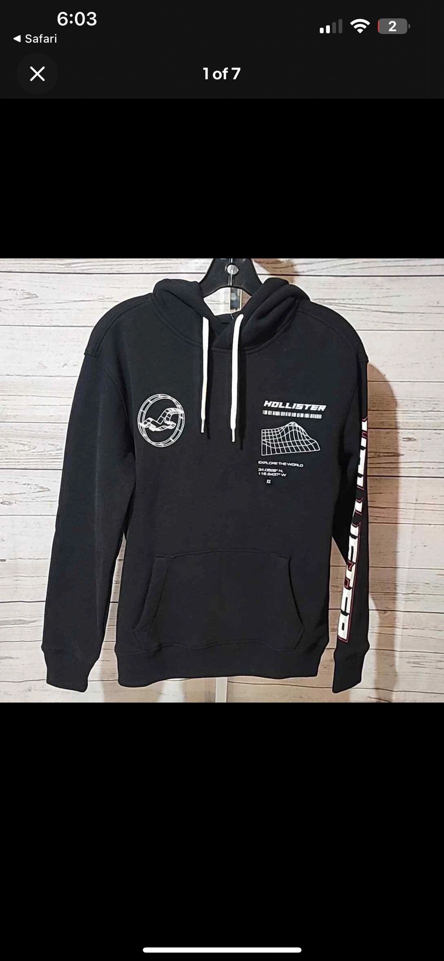 black hollister hoodie size Large