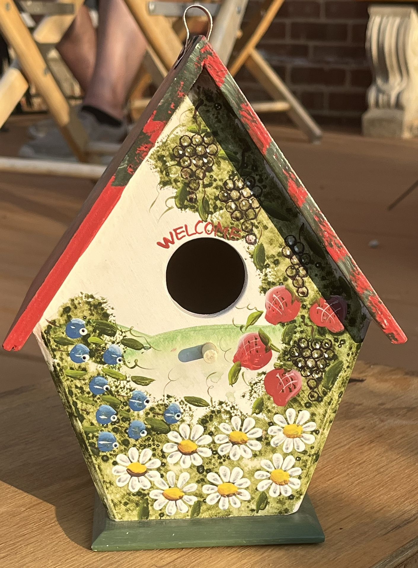 Hand painted Bird House Artist Signed